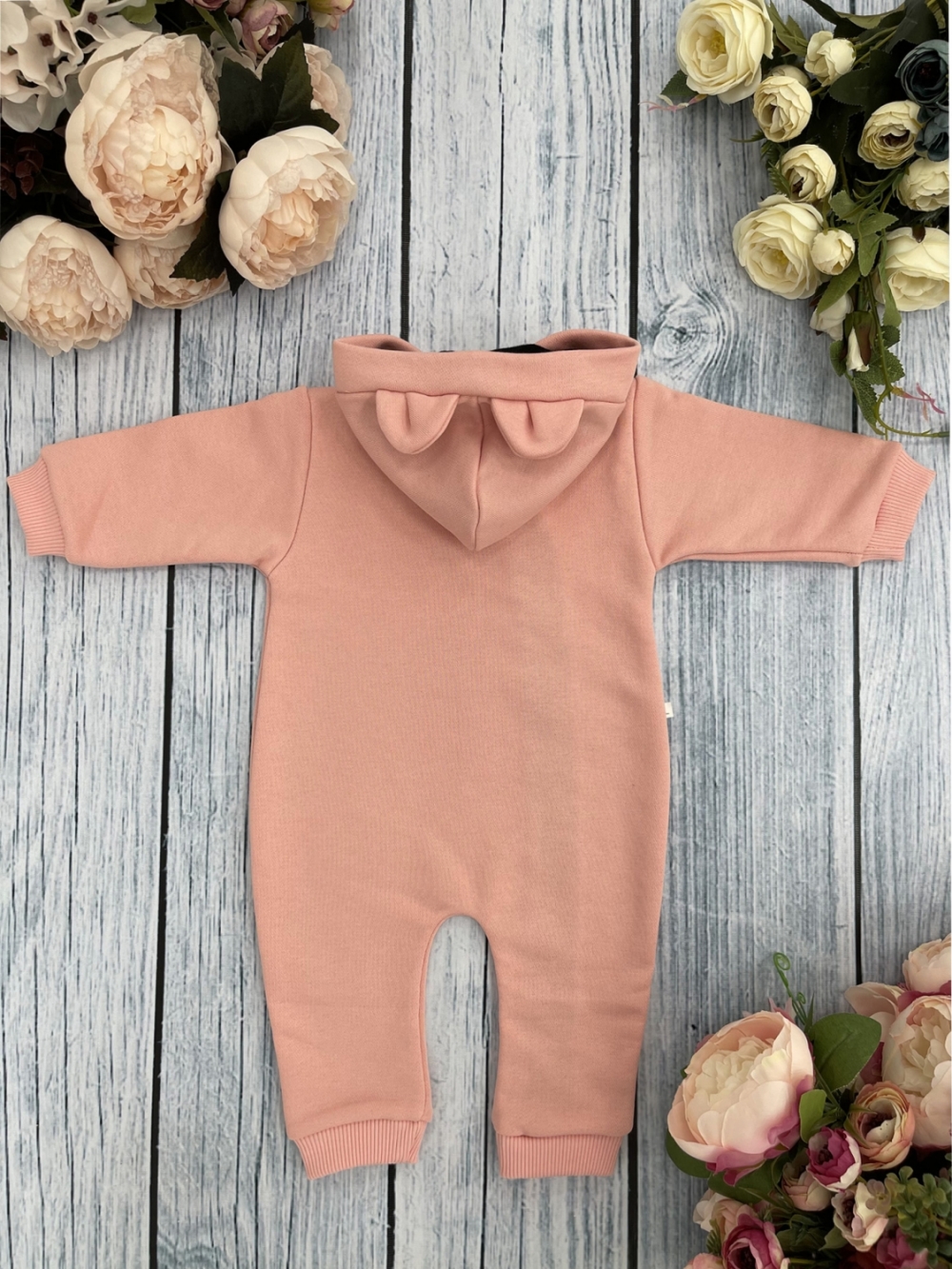 315-ПЕР. Комбинезон с капюшоном, хлопок 65%, 35% ПЭ ПЭ, 3-х нитка без начеса + интерлок 62,68,74,80