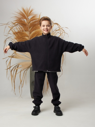 331. Костюм детский (Брюки+Толстовка), темно серый, 100% полиэстер, р. 122,128,134,140